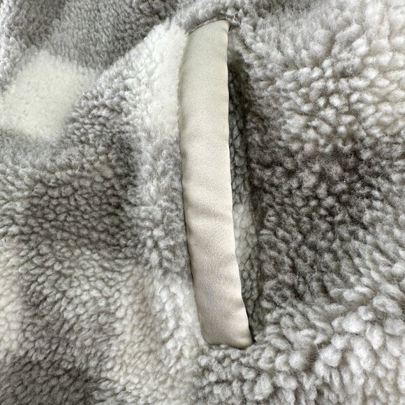 ABERCROMBIE Fleece Pullover Jacket Women’s S Grey Buffalo Plaid Kangaroo Pocket - Picture 9 of 12